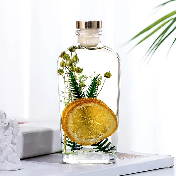 Difuzor bețișoare aromaterapie Portocală, sticlă decorativă flori, citrice 175 ml, portocaliu