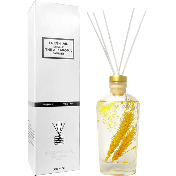 Difuzor betisoare aromaterapie Shangri la, sticla cu flori decor, exotic 175 ml, galben