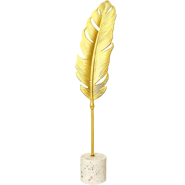 Decor birou pana aurie din metal, 27 cm 