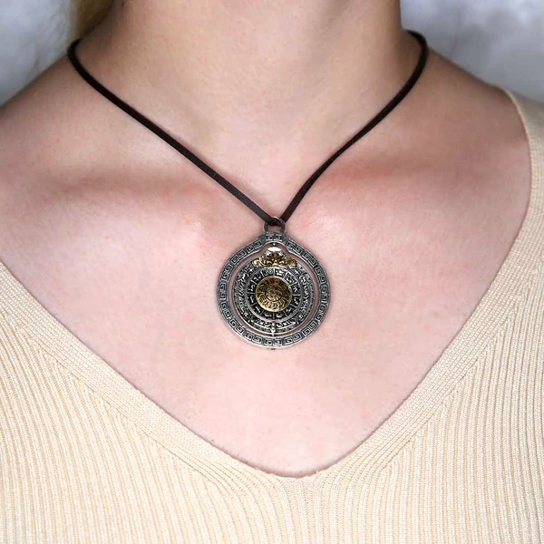 Pandantiv 8 simboluri norocoase, amuletă feng shui de bunăstare, colier cu șnur unisex argintiu