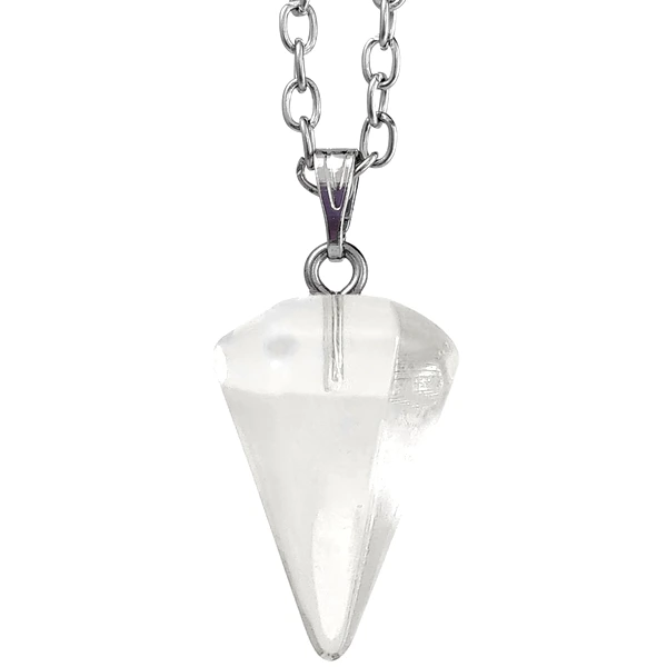 Pendul Cristal de Stanca, cu dublă funcționalitate de colier, transparent