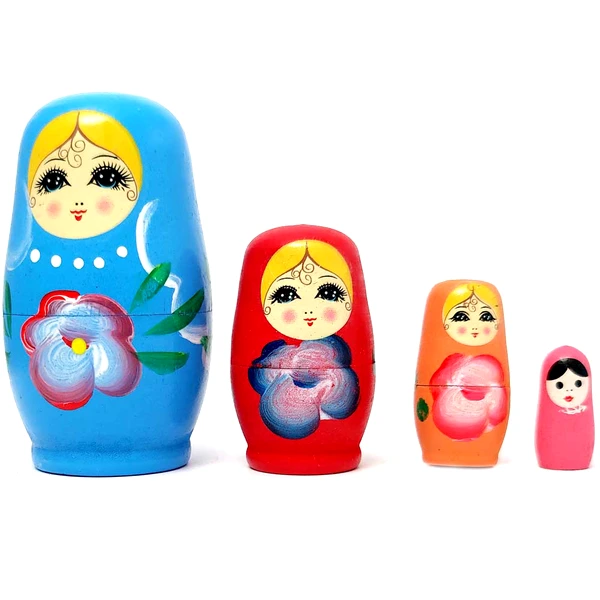 Matrioska, papusi rusesti albastru