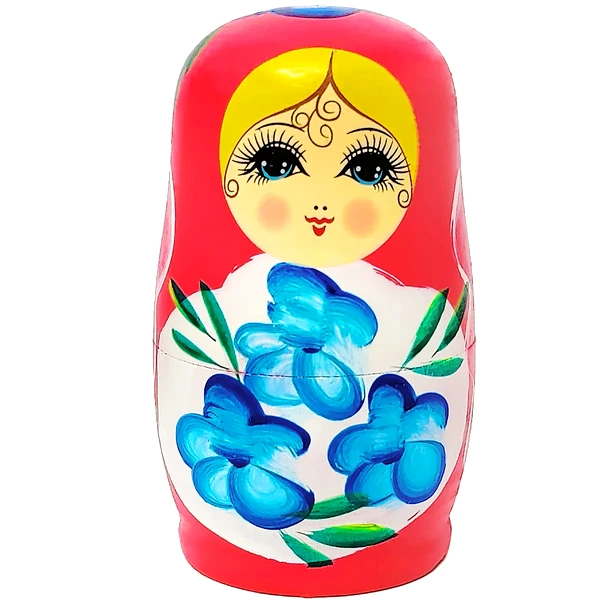 Matrioska, papusi rusesti pentru prosperitate, nunațe roșu roz11 cm