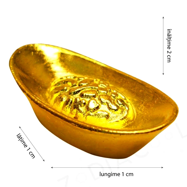 Pepita din metal, amuleta feng shui pentru castiguri financiare si bunastare, decor miniatura auriu