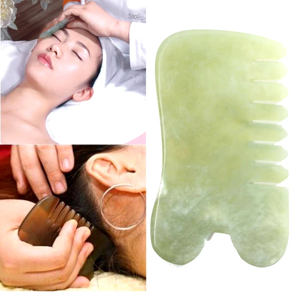 Instrument de masaj din jad natural, Gua Sha îngrijire completă pentru tot corpul, 90 mm verde