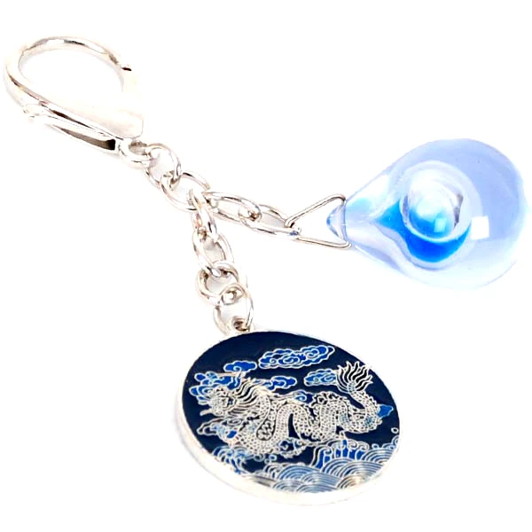 Amuleta bani picatura de apa si dragon, breloc feng shui pentru promovare in cariera si buna reputatie
