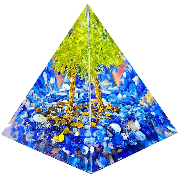 Piramida orgonica Lapis Lazuli Peridot, 5 cm