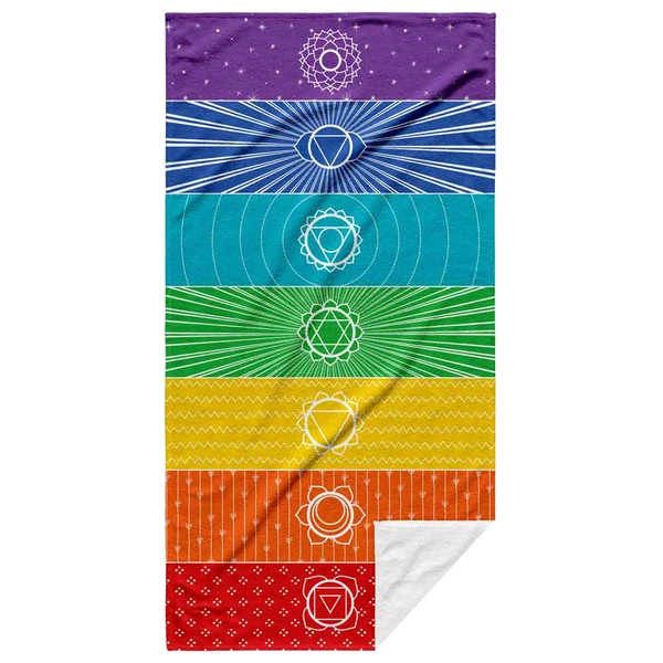 Prosop 7 chakre in dungi 7 culori, pentru sport sau pareo, microfibra 150 cm