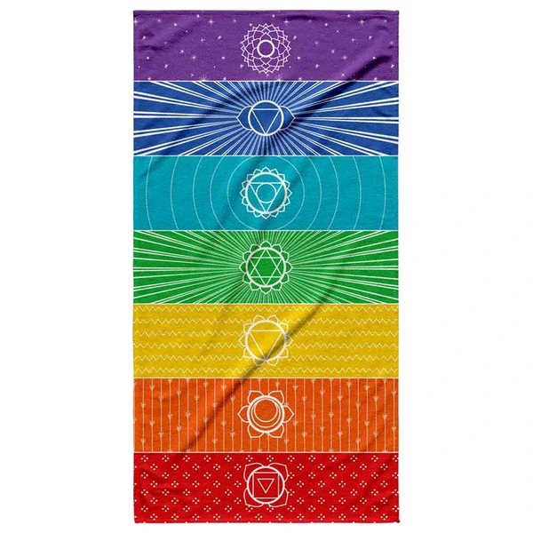 Prosop 7 chakre in dungi 7 culori, pentru sport sau pareo, microfibra 150 cm