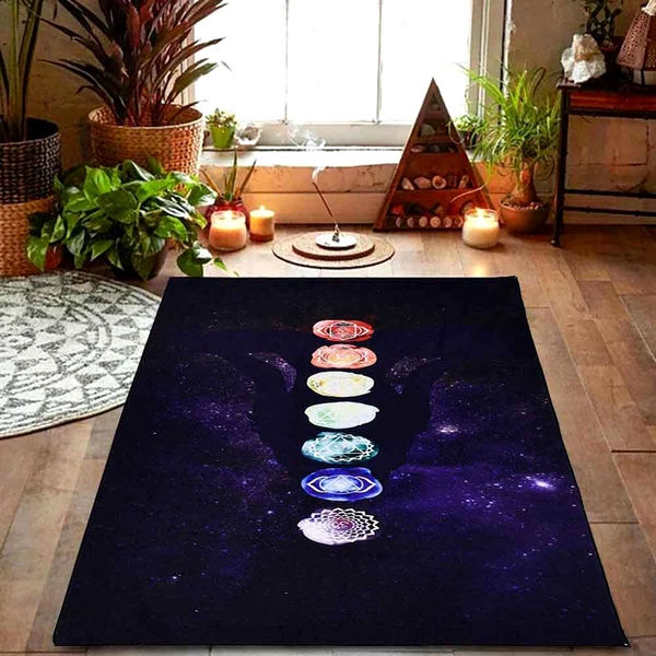 Prosop meditatie 7 chakre, microfibra cu imprimeu de inalta calitate, 150 cm