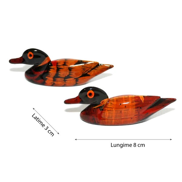 Rațe mandarine, obiect feng shui dragoste și căsătorie, lemn maro 7 cm