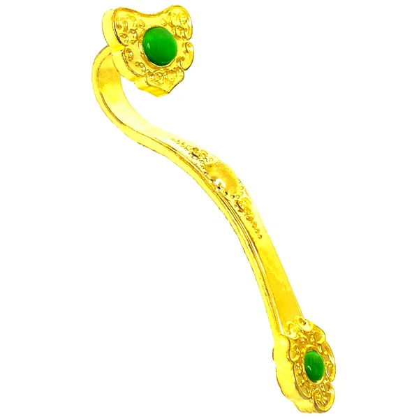 Sceptru Ru yi, amuleta Feng Shui pentru prosperitate financiara si ocuparea statutului dorit, din metal 9.5cm auriu