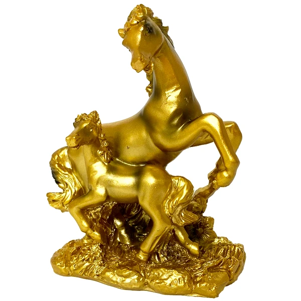 Statuie doi cai Feng Shui, aurie 12 cm
