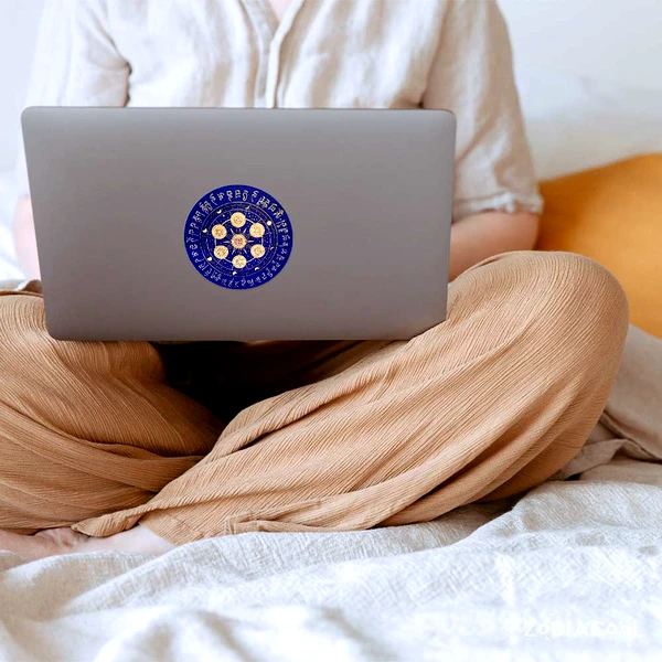 Sticker forta vietii 7 chakre, amuleta feng shui pentru sporirea fortei interioare si cresterea potentialului, albastru