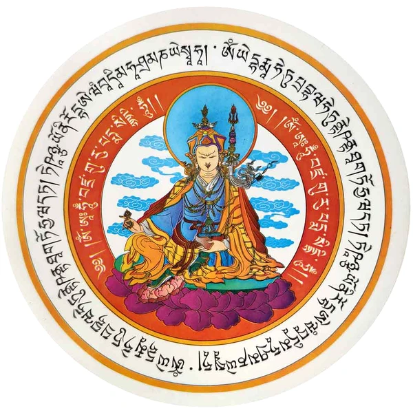 Sticker Guru Rinpoche Buddha, remediu feng shui pentru victorie, autocolant mare multicolor 125 mm