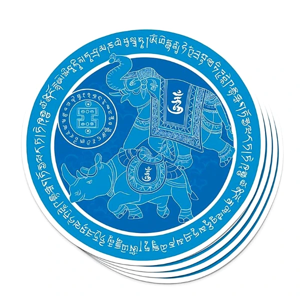 Sticker Elefant si Rinocer albastri 2026