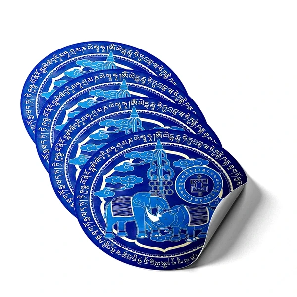 Sticker Elefant și Rinocer albaștri