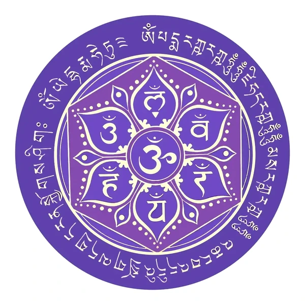 Sticker Forța Vieții și Mandala, împotriva energiilor negative, autocolant mov 5 cm