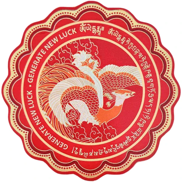 Sticker Phoenix pentru a transforma ghinionul in noroc, autocolant rosu 125 mm