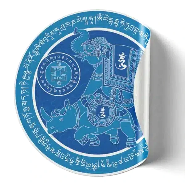 Sticker Elefant si Rinocer albastri 2026