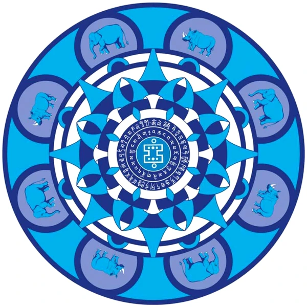 Sticker Elefant cu Rinocer si Dakini
