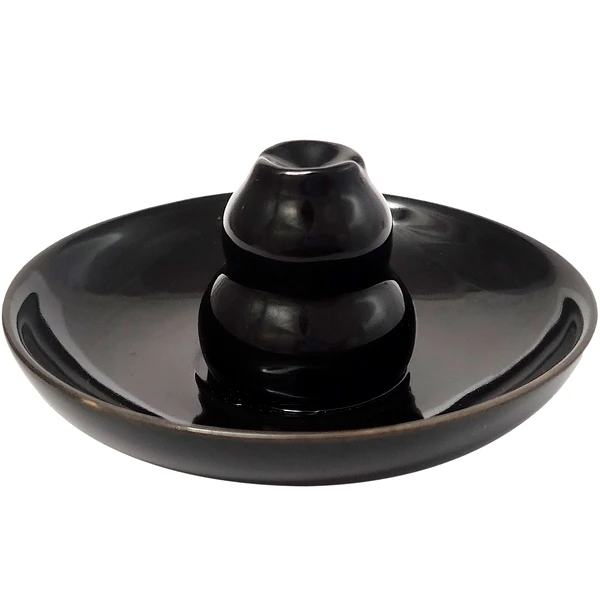 Fântână Wu Lou cu platou, suport de aromaterapie pentru conuri backflow, 6 cm ceramică negru