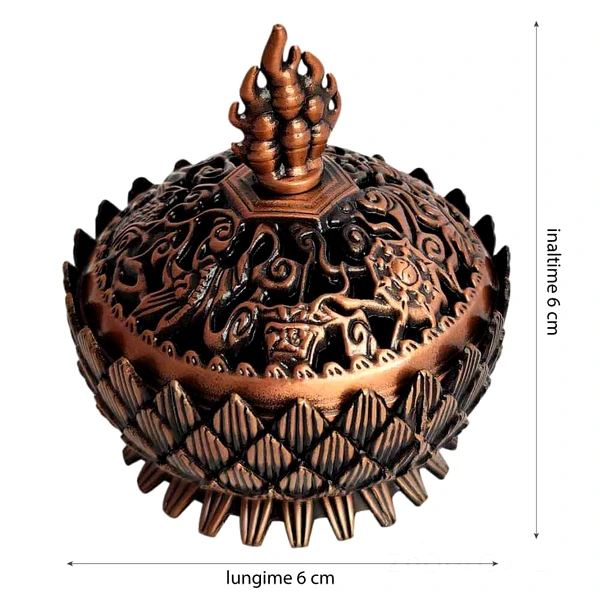 Vasul Abundentei, obiect feng shui cu 8 simboluri norocoase pentru atragerea banilor, metal bronz