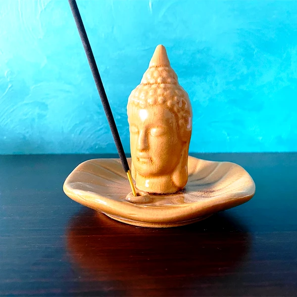 Suport bețișoare parfumate Buddha, pentru aromaterapie, auriu