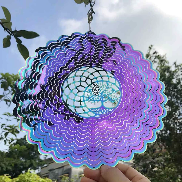 Morișca orga de vânt metal 3D copacul vieții, 360 grade, diametru 25 cm