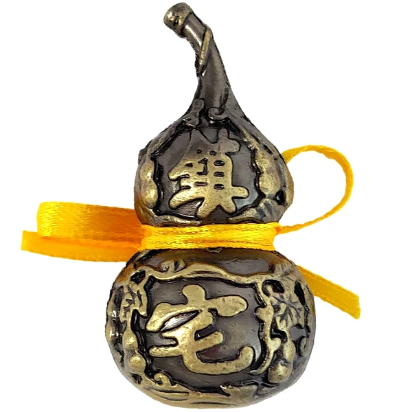 Wu Lou, obiect feng shui sanatate pentru protectia de boli, tartacuta metal auriu vintage, 4 cm