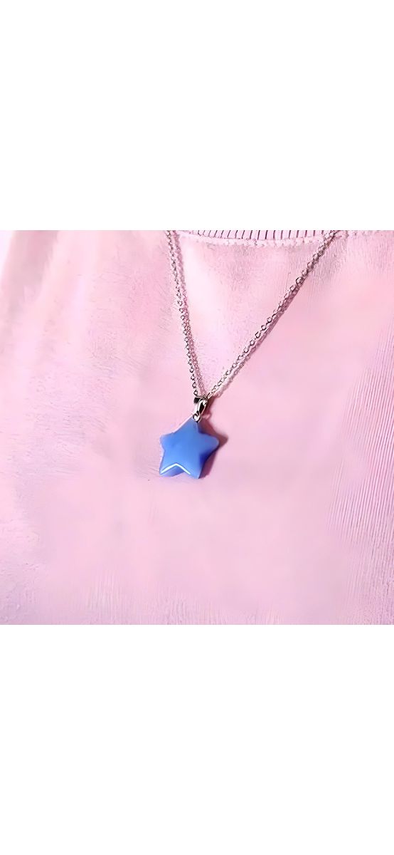 Pandantiv Jad, piatra fidelității și prosperității, cristal natural colorat albastru stea 2 cm