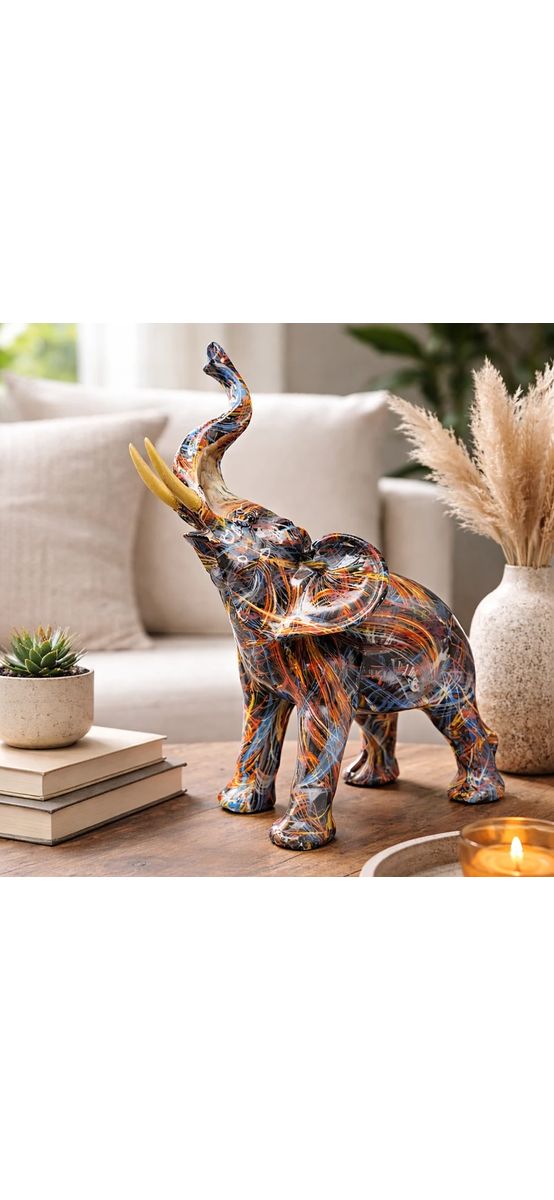 Elefant trompa în sus, decoratiuni de interior top art multicolor 26 cm