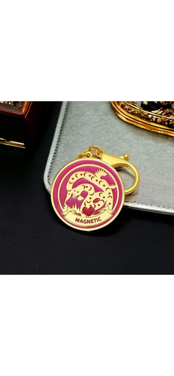 Breloc pentru zodia Șarpe, amuletă feng shui pentru dragoste, metal roz de calitate 10.5 cm