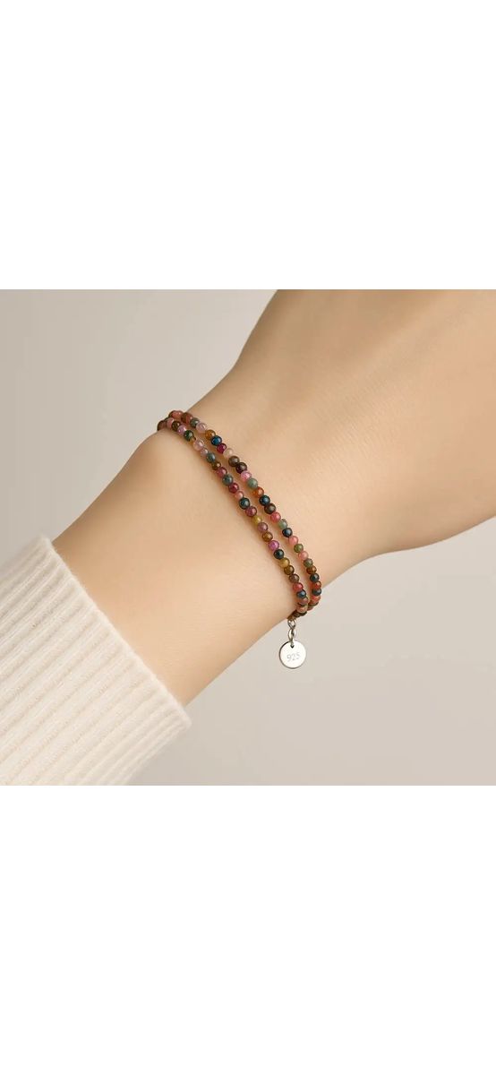 Set cadou inel 5 pietre și brățară dubla turmalină, argint 925