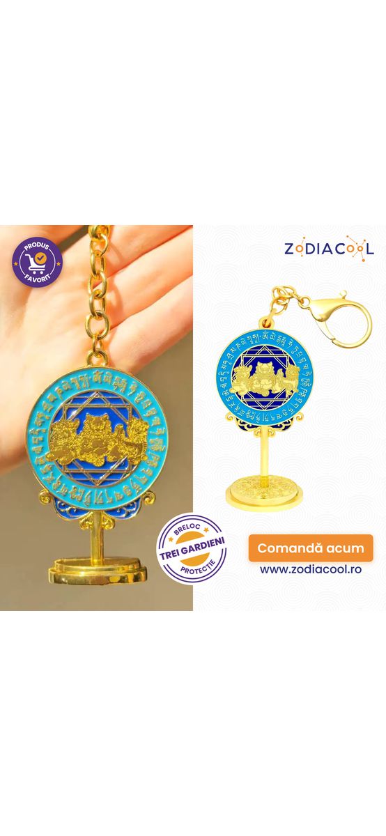 Breloc Trei Gardieni Cerești, amuletă feng shui 2 modele, 11 cm și 14 cm