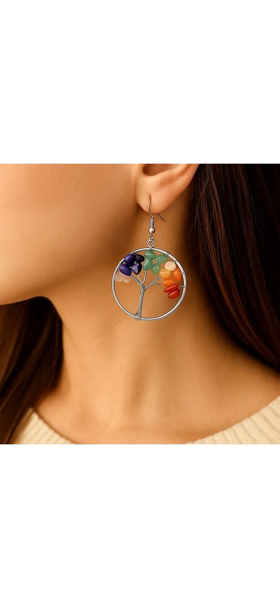 Set cadou 7 chakre, cercei și colier copacul vieții