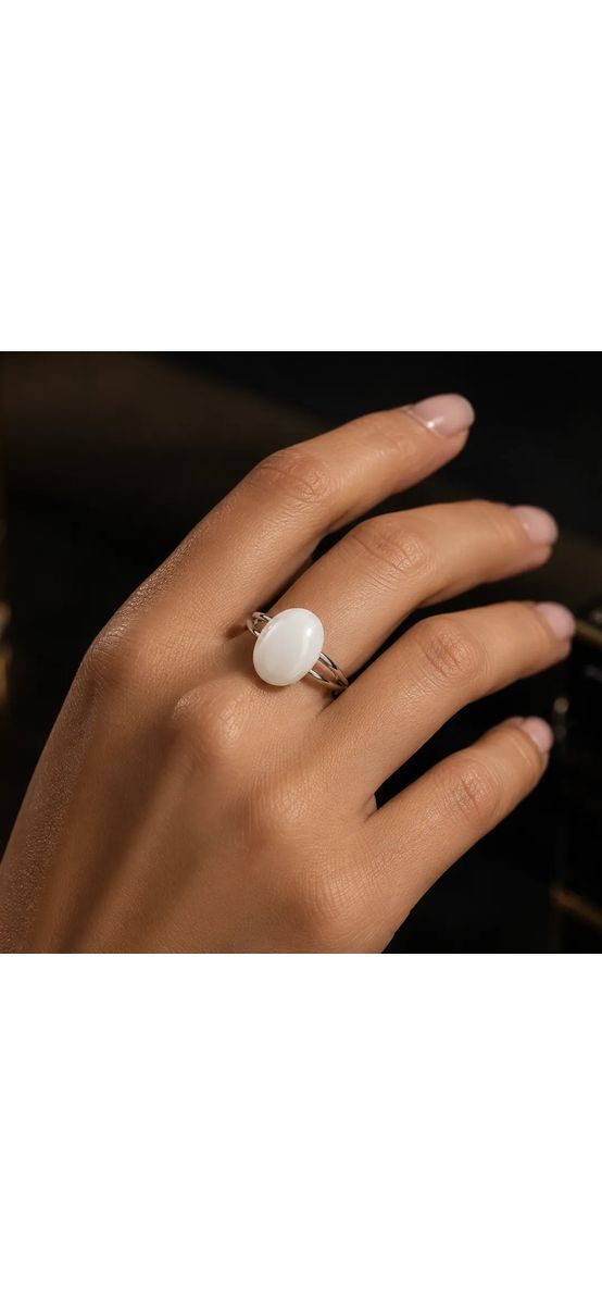 Inel Piatra Lunii, piatră ovală 15 mm tip Bohemia, reglabil pe mai multe marimi, otel inoxidabil