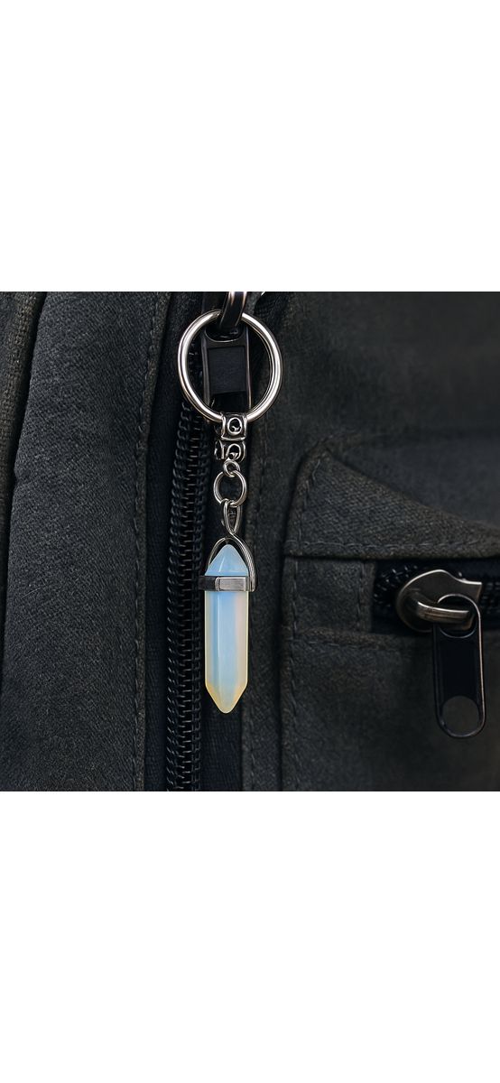 Breloc Piatra Lunii, metal solid bleu 6 cm