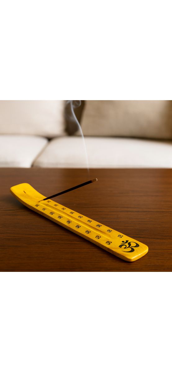 Suport betisoarele parfumate pentru aromaterapie, semnul om pe culoarea chakrei Muladhara a radacinii, 26 cm galben