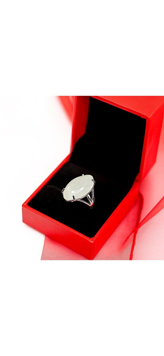 Inel Cristal de Stâncă, piatra mare 2.7 cm forma marquise, placat cu rodiu, reglabil