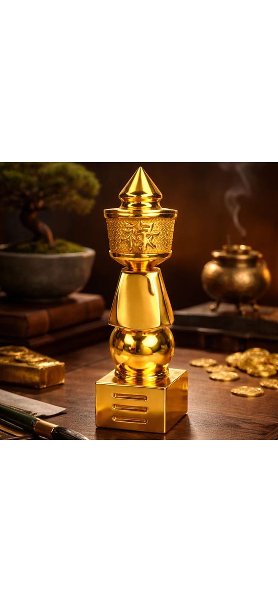 Pagoda 5 elemente, obiect feng shui cu rol puternic de protectie ghinion, metal auriu rezistent 15 cm