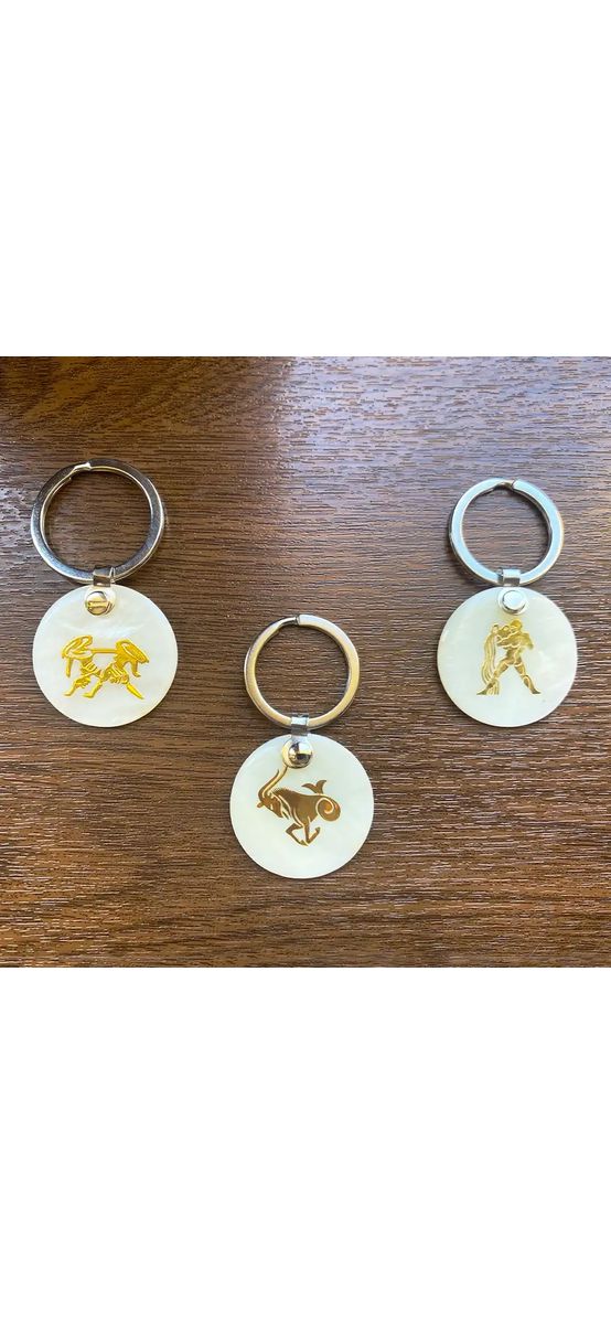 Zodia Vărsător breloc chei, pandantiv sidef alb personalizat cu semn zodiacal, 30 mm