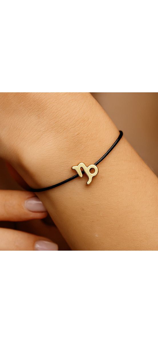 Capricorn, bratari cu snur si zodii, semn zodiacal pamant, bratara picior sau mana circumferinta incheietura 17-32 cm reglabila, negru