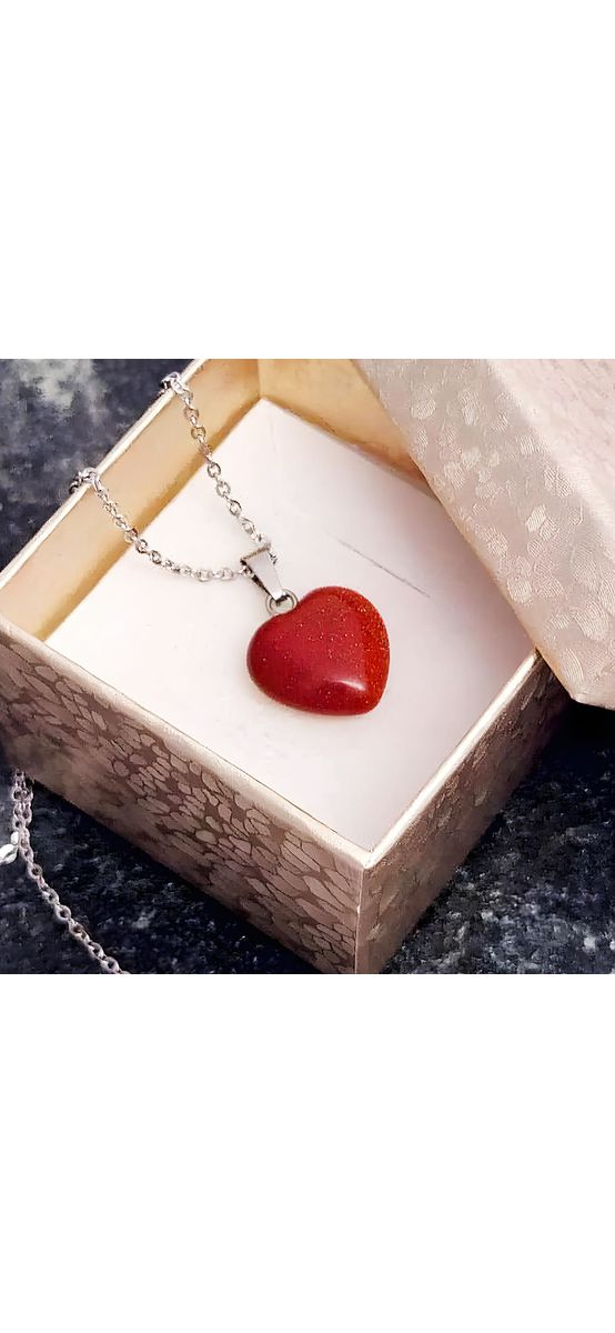 Pandantiv Piatra Soarelui, piatra personalității, cristal natural Inimă maro 2 cm