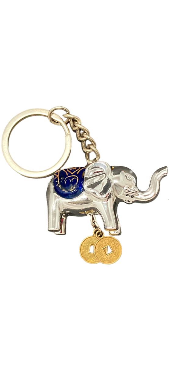 Breloc cu elefant și monede, amuletă feng shui pentru bani, metal 