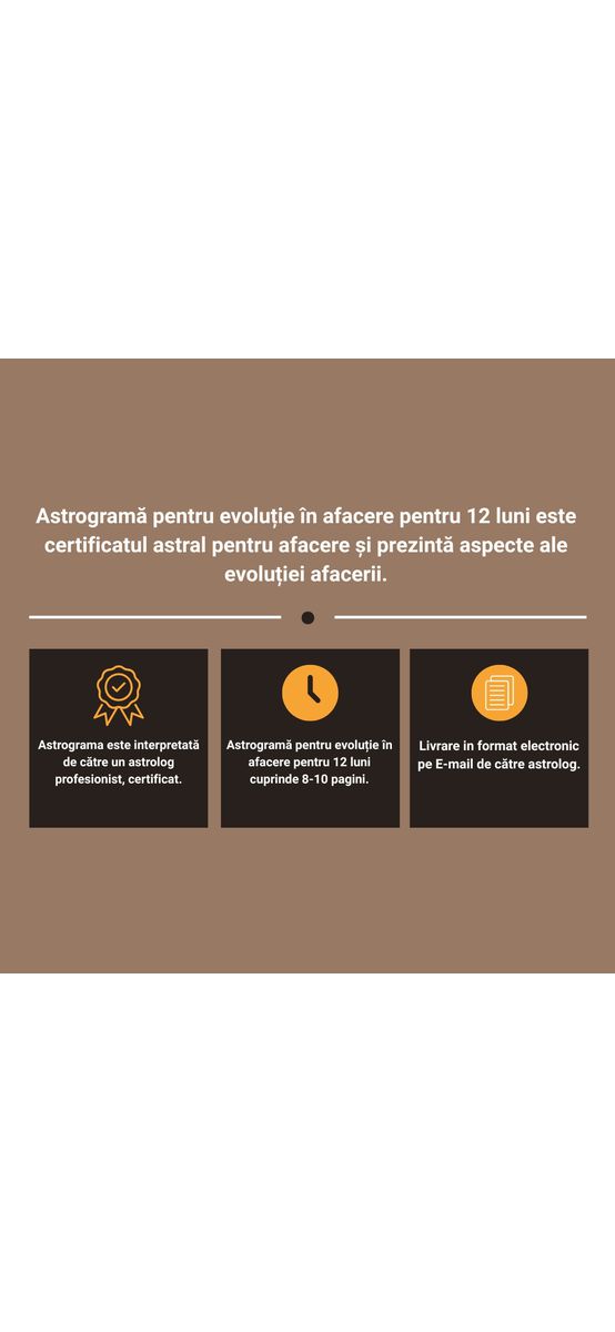 Astrograma afacerii pentru 12 luni cu previziuni evolutie si investitii, format audio 60 minute