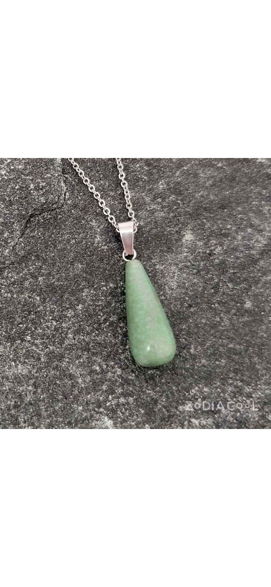 Pandantiv Aventurin, piatra norocului, cristal natural forma picătură verde 30 cm 