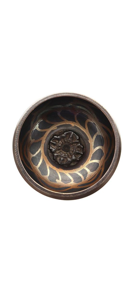 Bol Tibetan cantator, batut manual set cu ciocanel lemn si ceremonial pentru casa, metal 8 cm