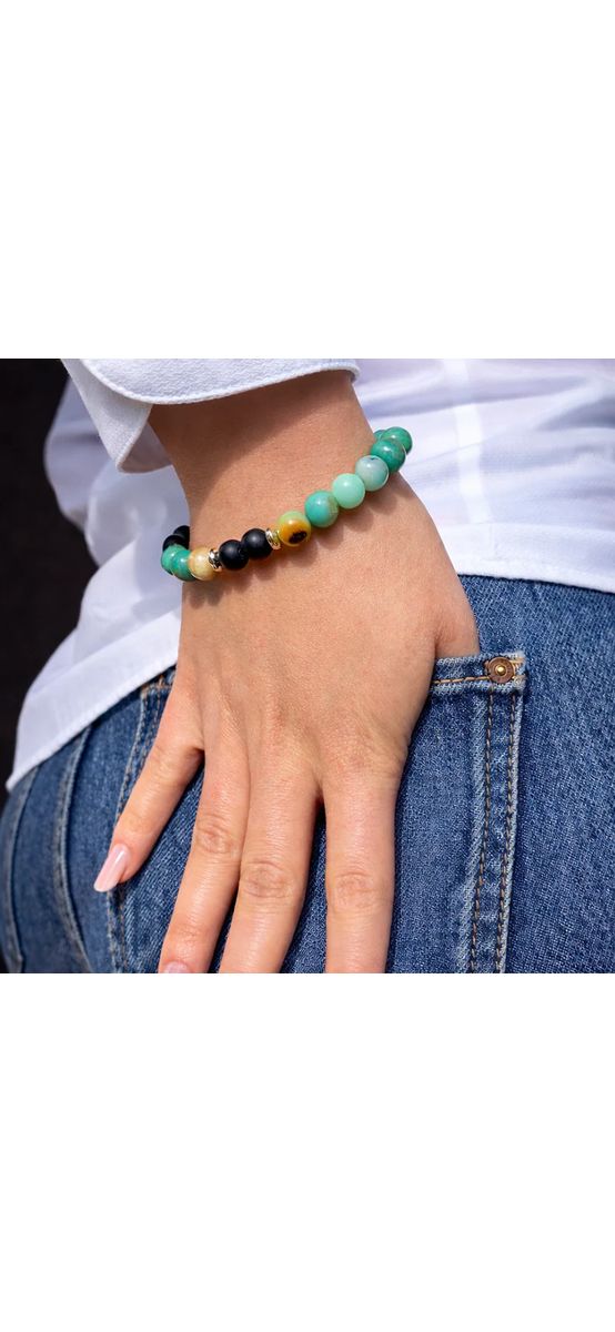 Bratara Amazonit, piatra naturala 6 mm, femei barbati, elastica