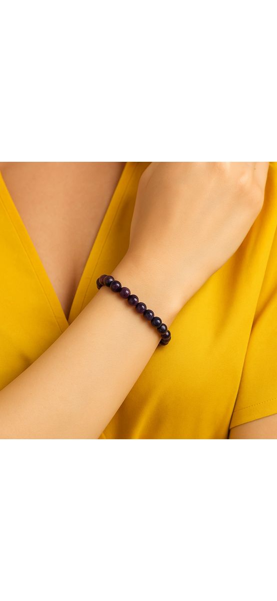 Set bratara Ametist cu felicitare personalizată, piatra divinității și a succesului în afaceri, mov 6 mm